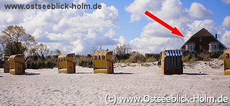 Blick vom Strand auf das Haus Panorama